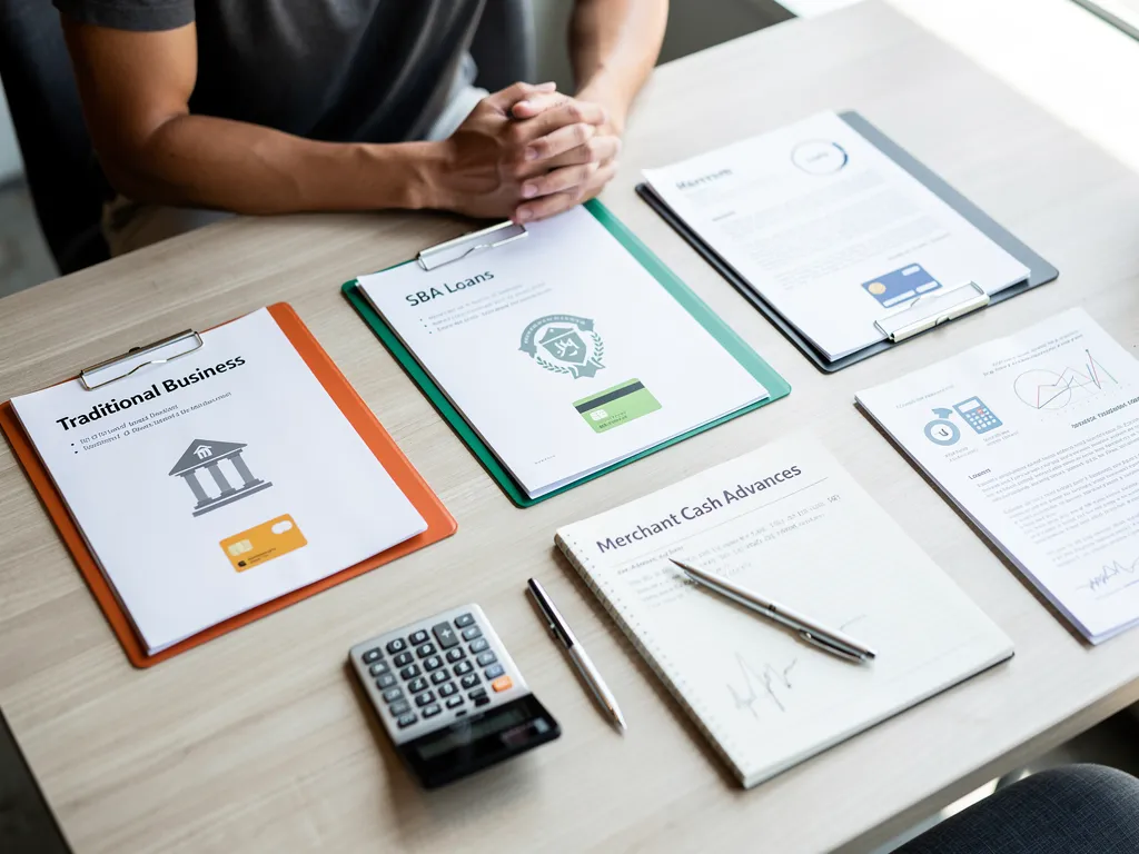 Side-by-side comparison of loan, SBA, and cash advance terms