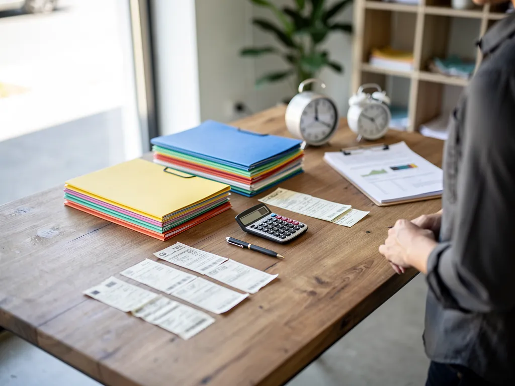 Business owner separating personal and business finance documents