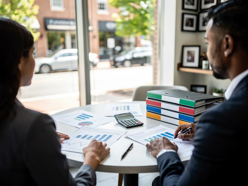 Business owner completing a funding application with financial documents