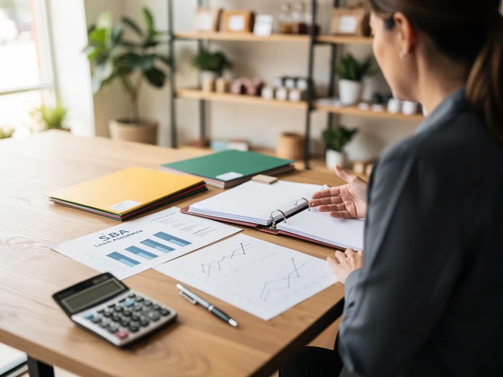 Fundability coach guiding a small business owner through loan paperwork