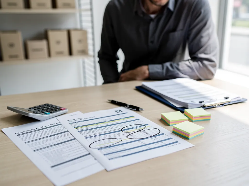 Business owner filing a credit report dispute with supporting documents