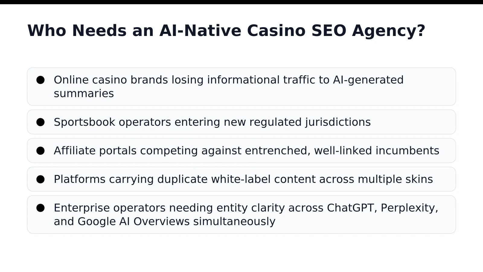 AI-Native Casino SEO Agency