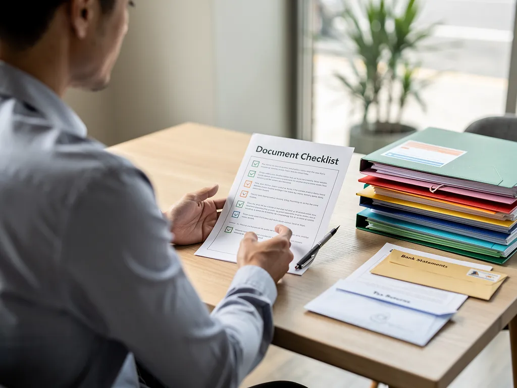 Entrepreneur submitting loan application documents to a lender