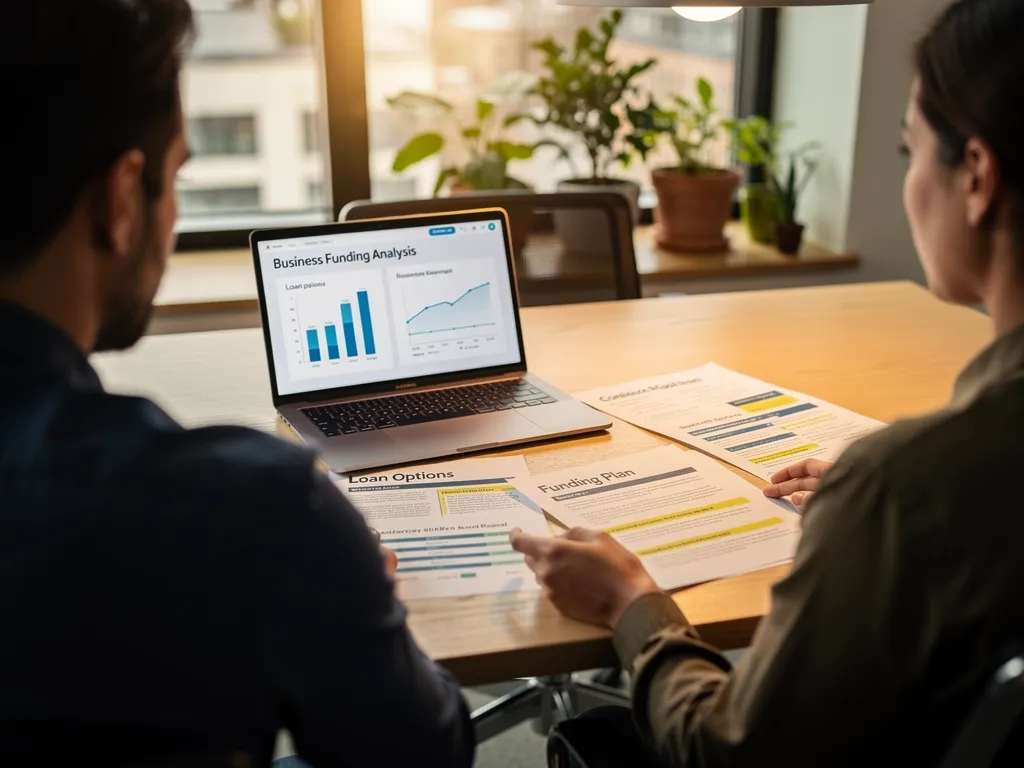 Small business owner reviewing funding options with an advisor