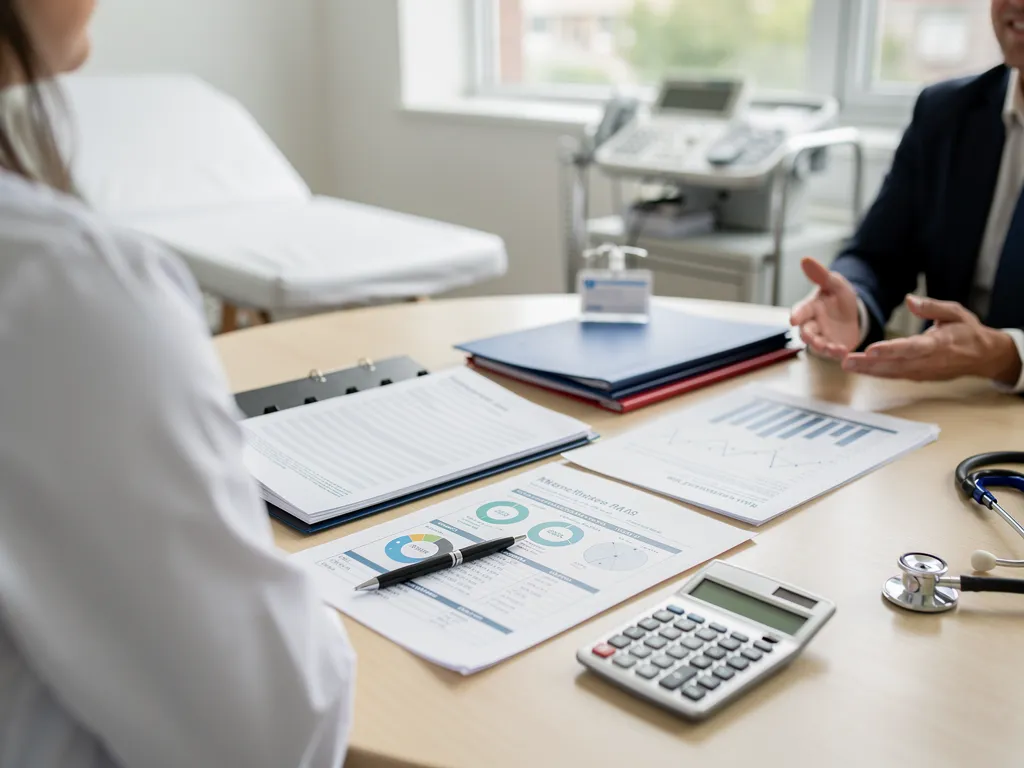 Lender reviewing a credit score report and financial statements