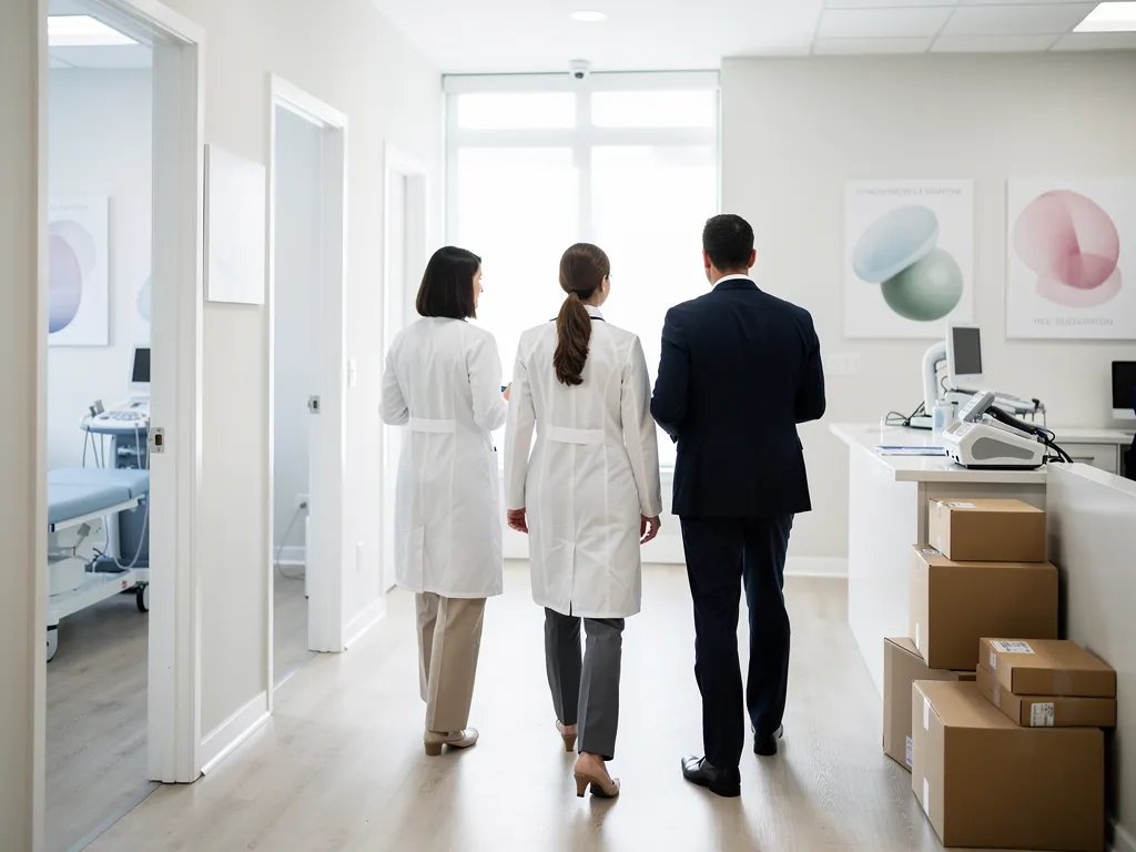Two physicians signing paperwork to finalize a practice purchase