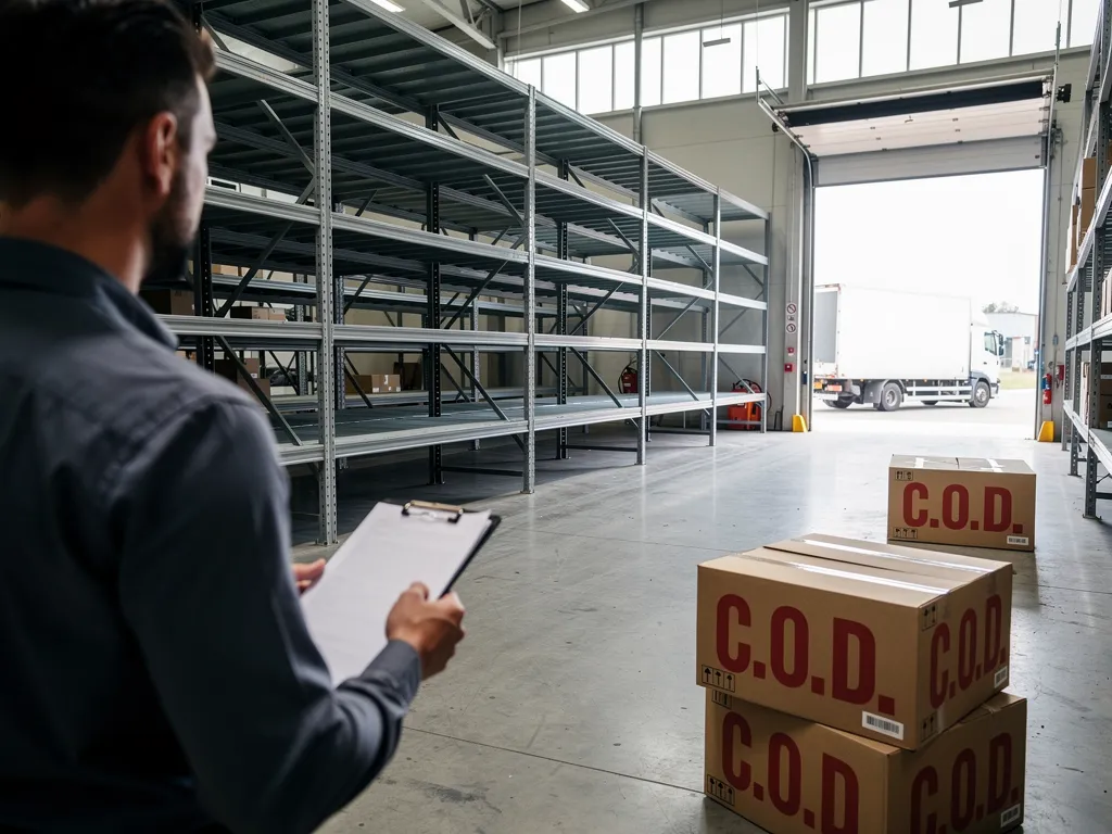 Warehouse manager reviewing a supplier invoice with strict payment terms