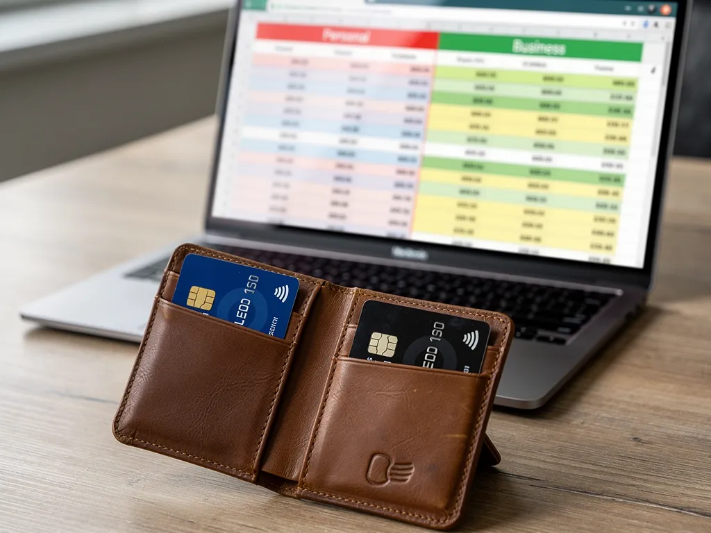 Business owner comparing personal credit card and business credit application forms