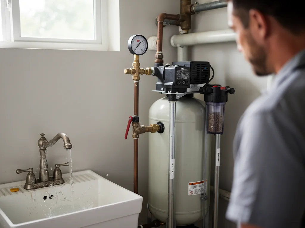 Homeowner reviewing a well water system summary checklist