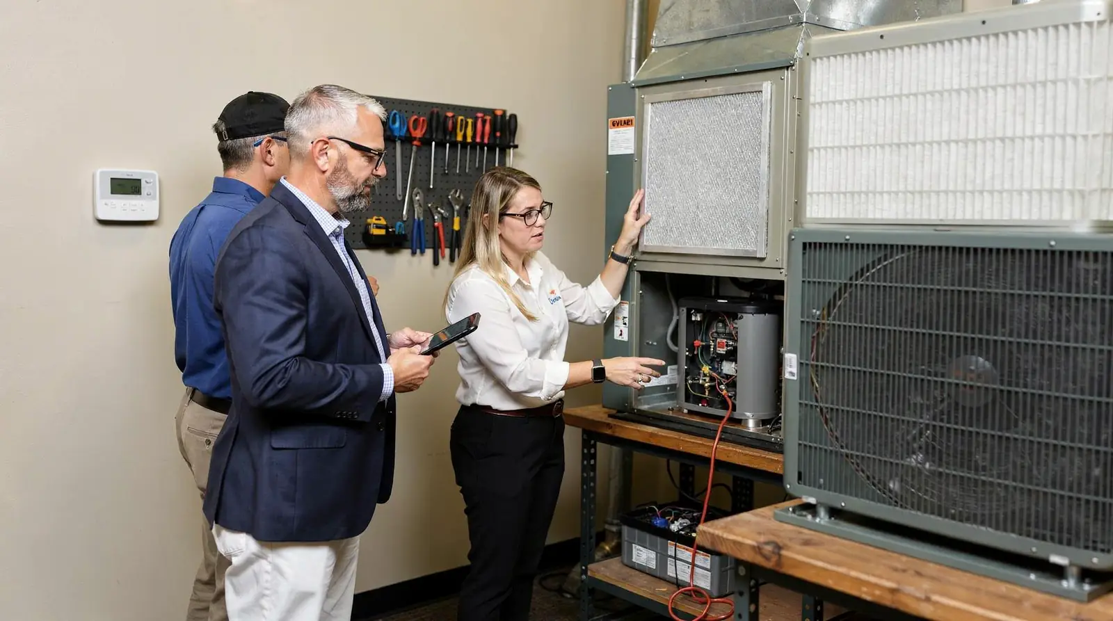 Before calling a professional, homeowners should verify the thermostat is set correctly and the air