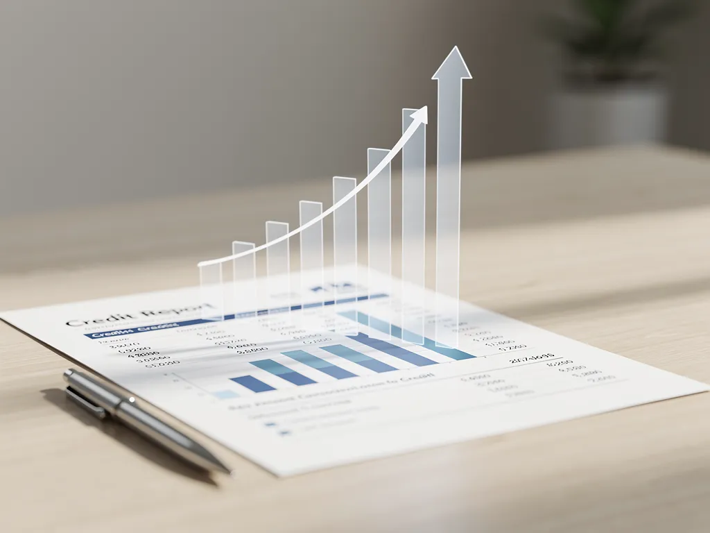 Business credit report displaying a rising score trend line