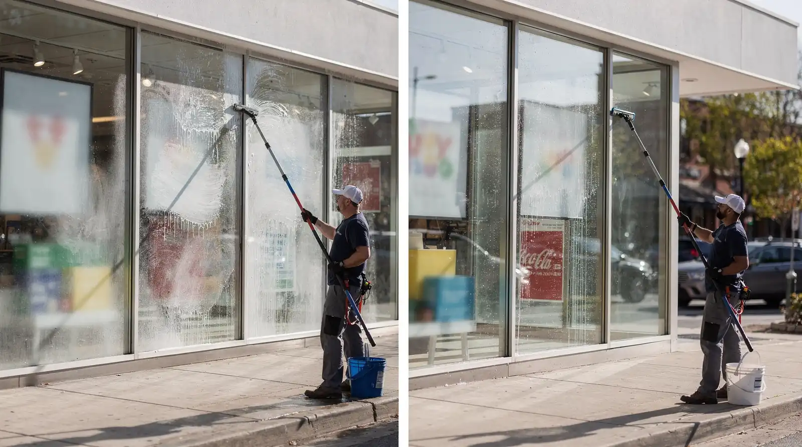 Professional window cleaning removes film, dirt, and streaking to restore visibility and exterior shine.; Commercial Professional window cleaning removes film, dirt, and streaking to restore visibility and exterior shine.; Commercial