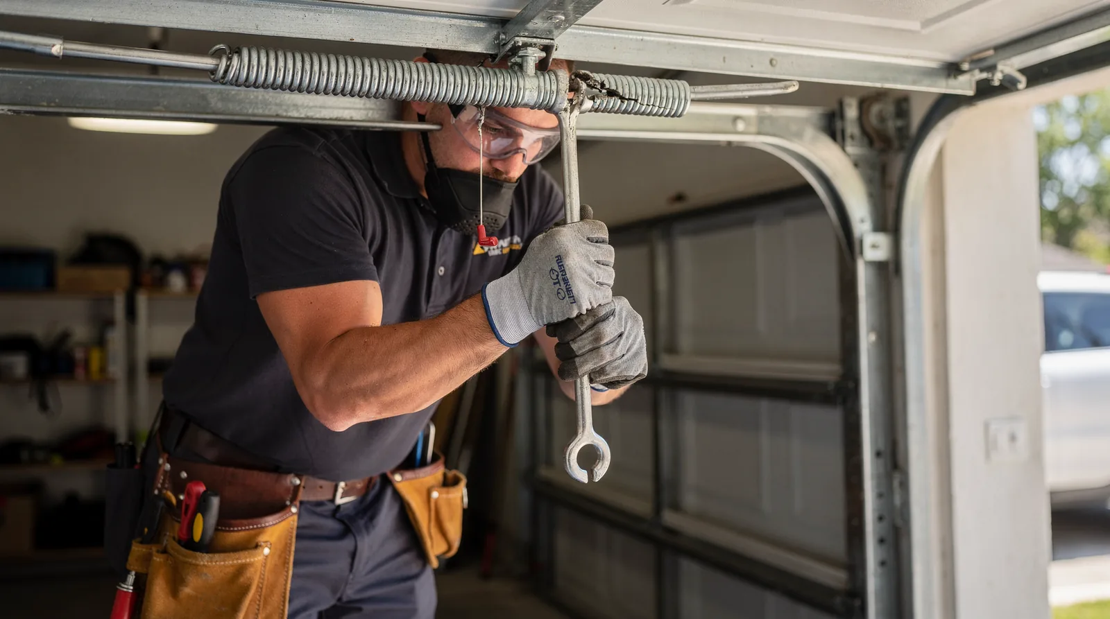 A typical torsion spring stores enough energy to lift 200 pounds, and a snapped spring