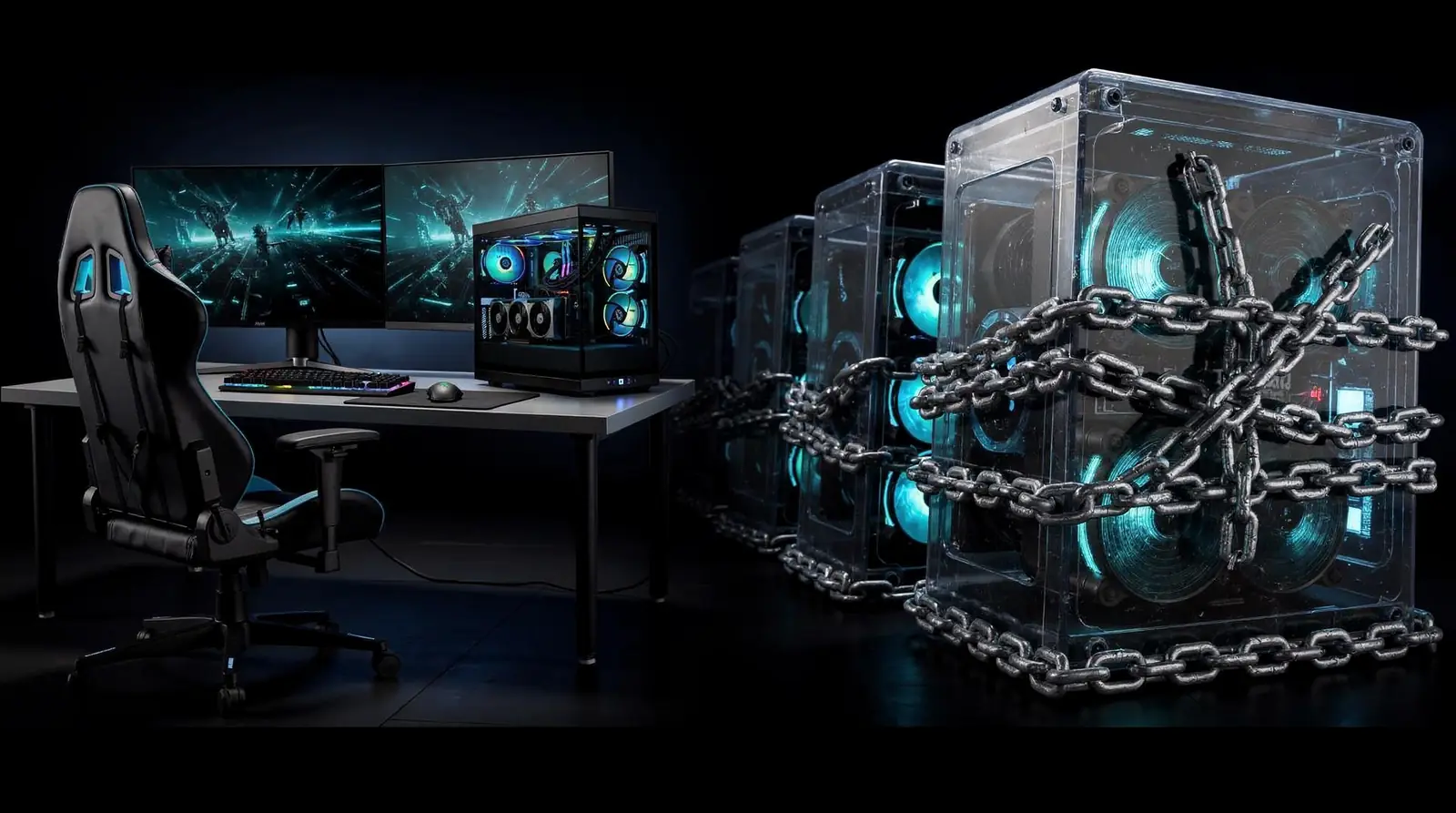 Locked-down proprietary OEM designs prevent future upgrades and force early replacement.; Rent-to-own gaming PC agreements