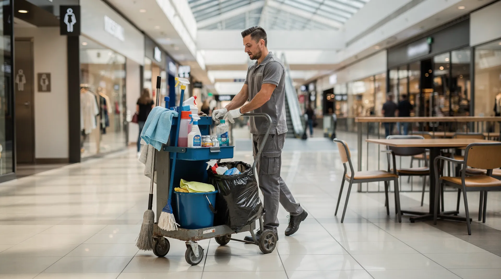 Professional shopping centre cleaning encompasses consistent and thorough cleaning of seating, frequently touched surfaces