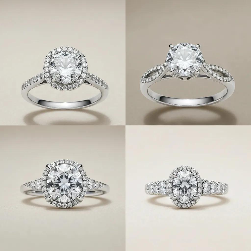 Variety of engagement rings showcasing different styles for exchange options