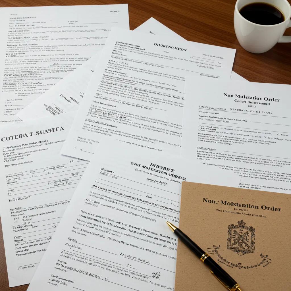 Variety of legal documents relevant to process serving in Colchester, illustrating types of papers handled