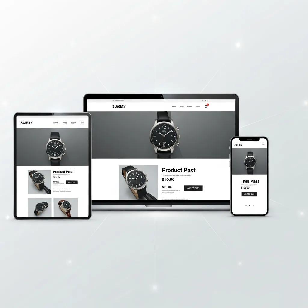 Various devices displaying a responsive e-commerce website, highlighting mobile optimization