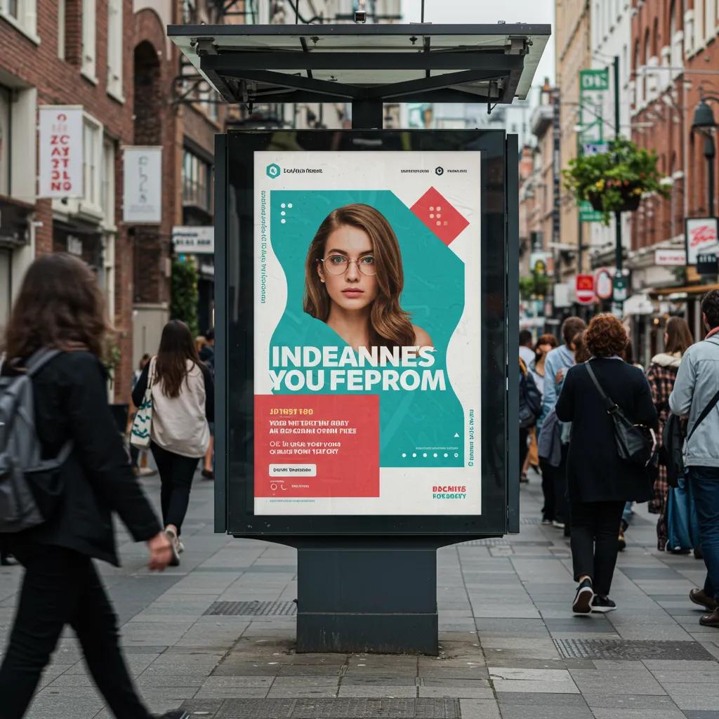 Vibrant poster in an urban setting attracting attention, showcasing the benefits of professional design