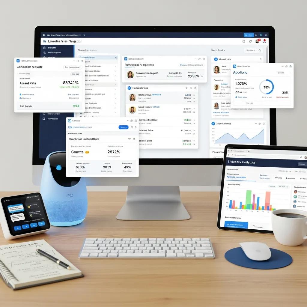 Visual representation of AI tools and software for LinkedIn prospecting and automation