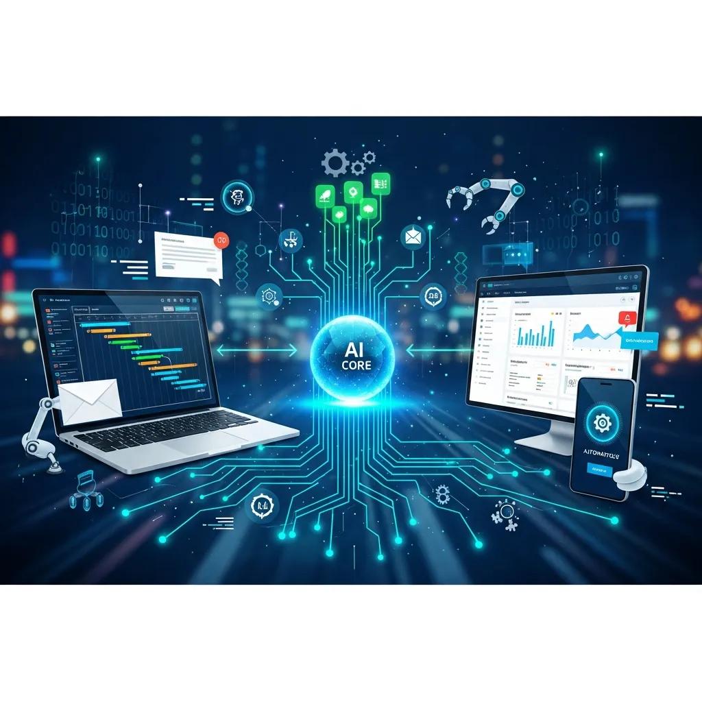 Visual representation of AI workflow automation enhancing business productivity Visual representation of AI workflow automation enhancing business productivity