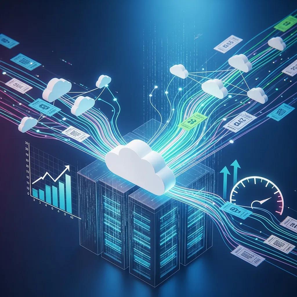 Visual representation of cloud-based ticketing solutions, highlighting scalability and efficiency in IT support
