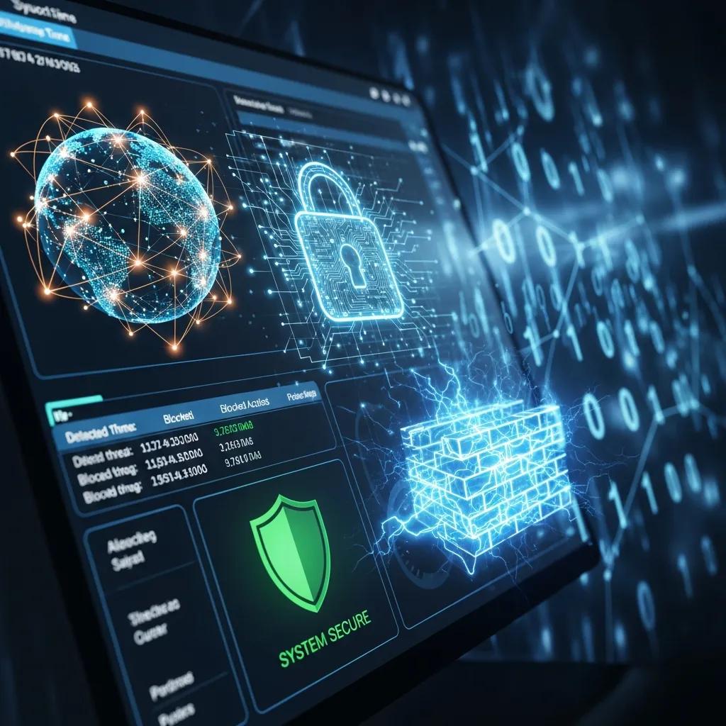 Visual representation of cybersecurity software protecting sensitive data Visual representation of cybersecurity software protecting sensitive data