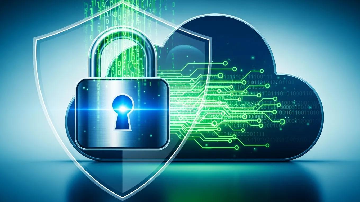 Visual representation of data encryption and security strategies in cloud technology