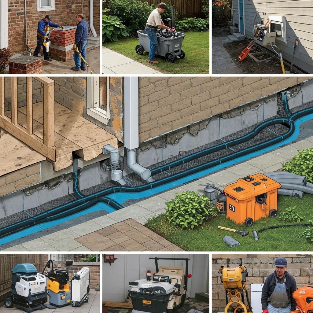 Visual representation of effective basement waterproofing methods in action