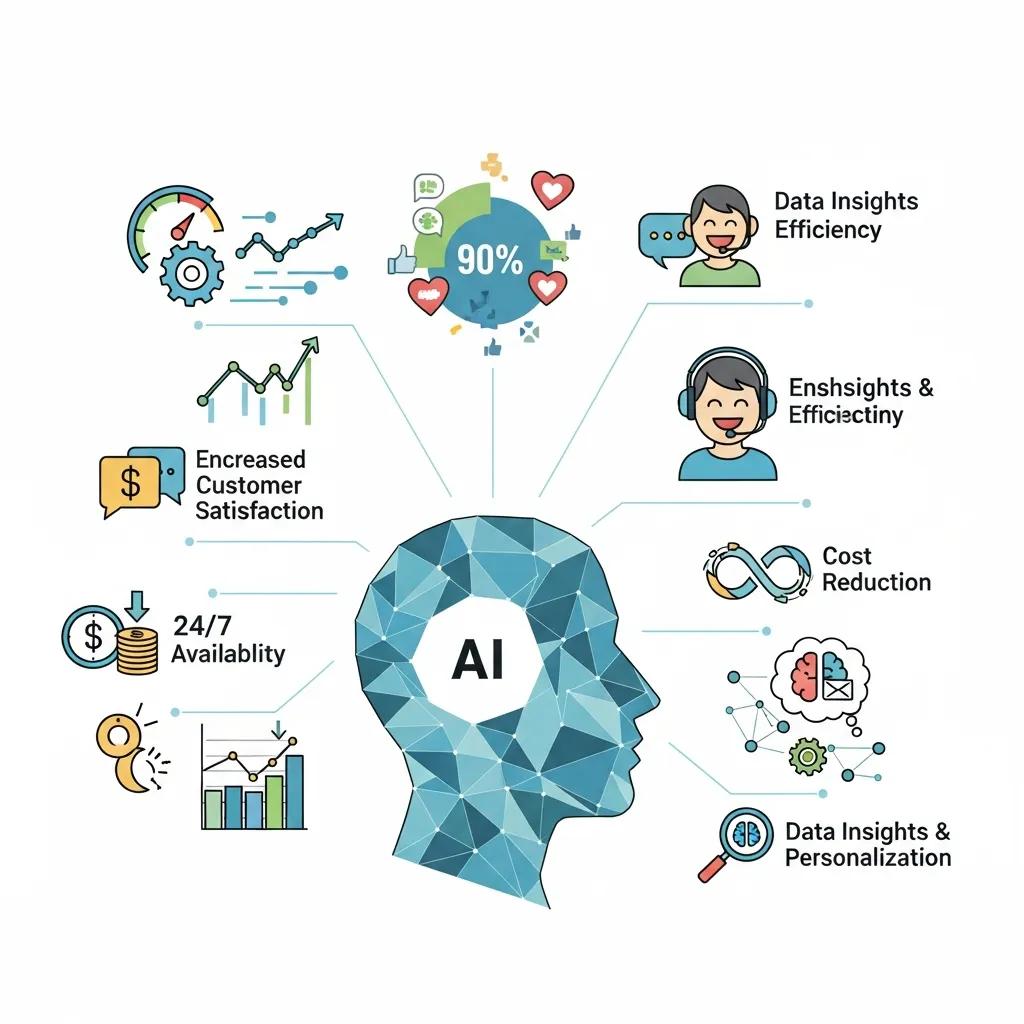 Diagram showing how AI voice bots reduce costs and improve customer experience Diagram showing how AI voice bots reduce costs and improve customer experience