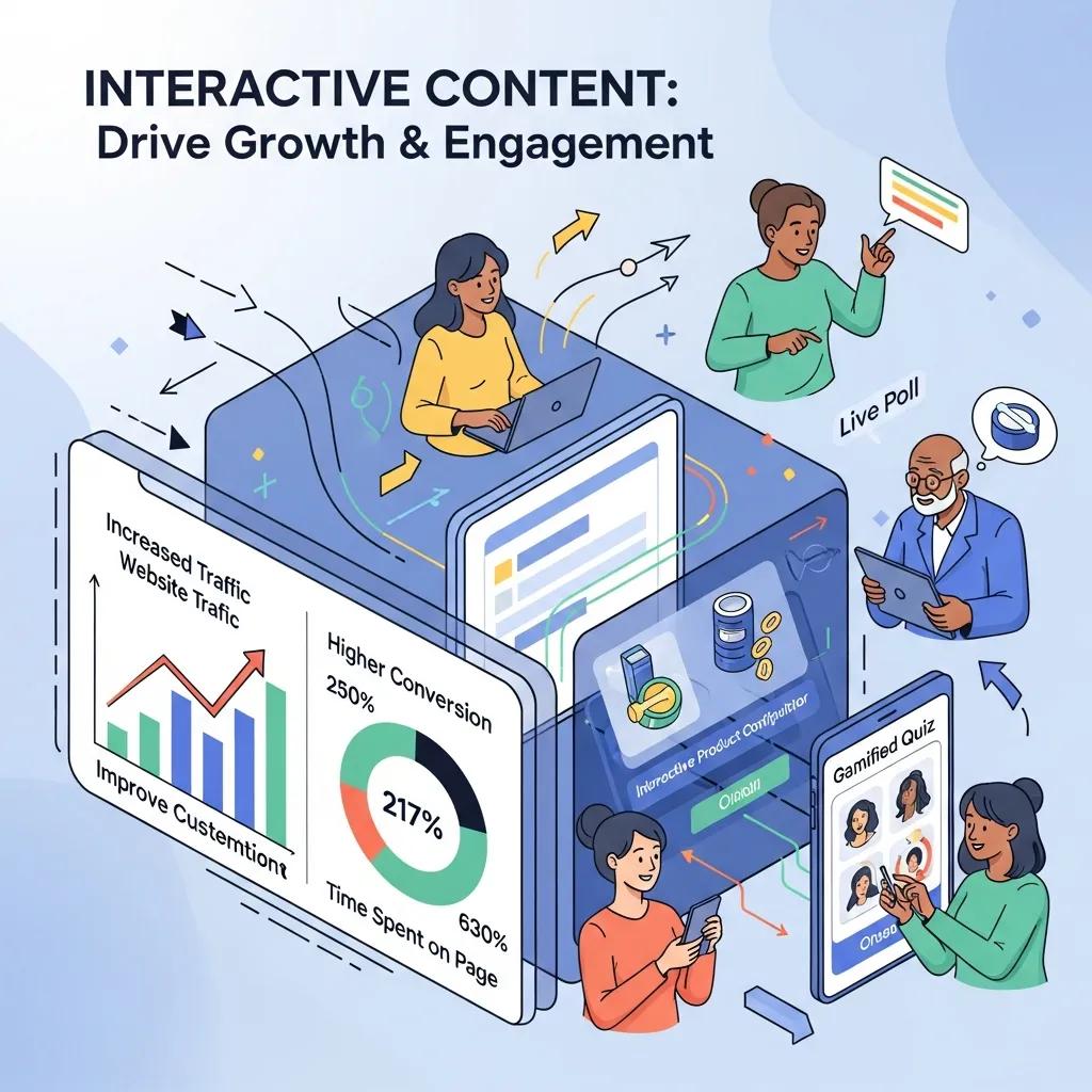 Visual representation of the benefits of interactive content for business growth