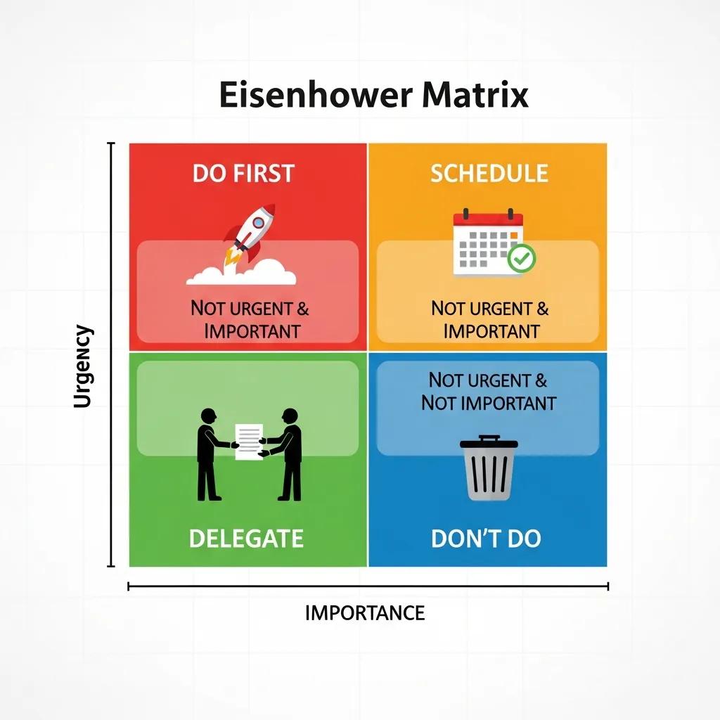 Diagram showing the four quadrants of the Eisenhower Matrix Diagram showing the four quadrants of the Eisenhower Matrix