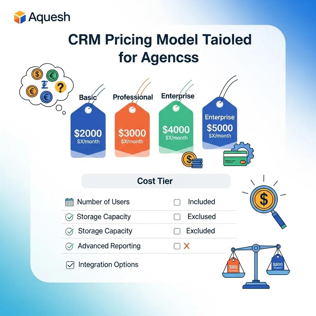 Diagram showing different CRM pricing approaches and subscription tiers