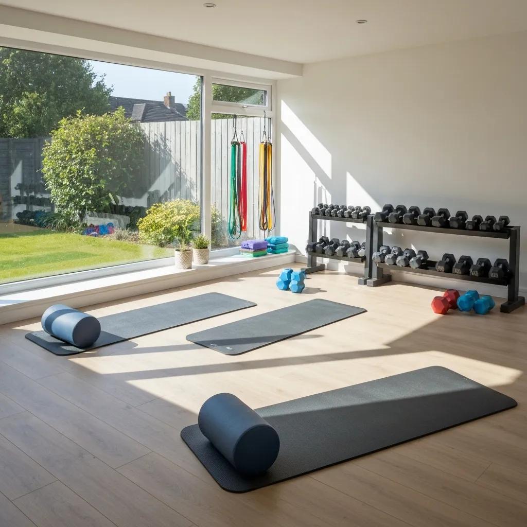 Well-organized home training space for semi-private personal training session