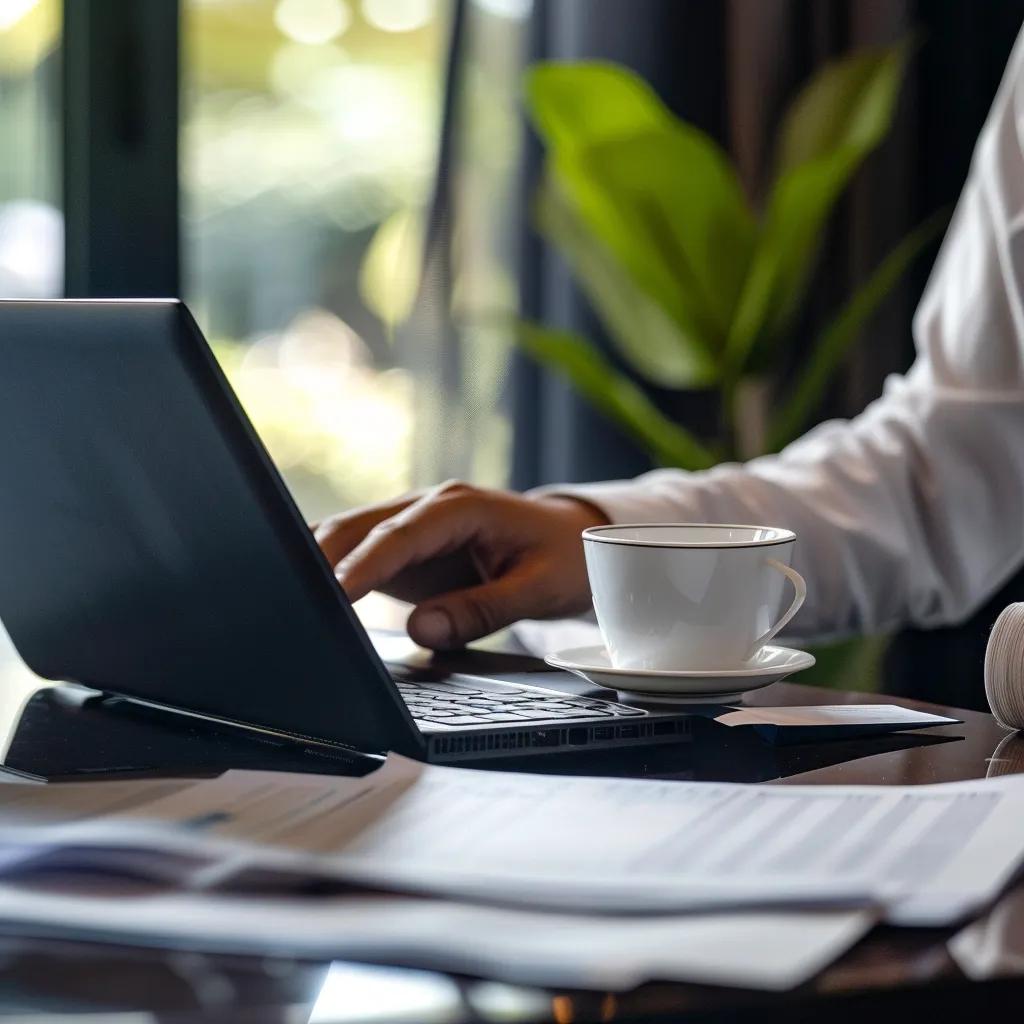 Business professional reviewing AI vendor proposals in a modern workspace