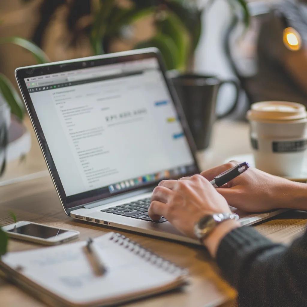 Person writing a pitch email on a laptop, illustrating the process of crafting a guest post pitch