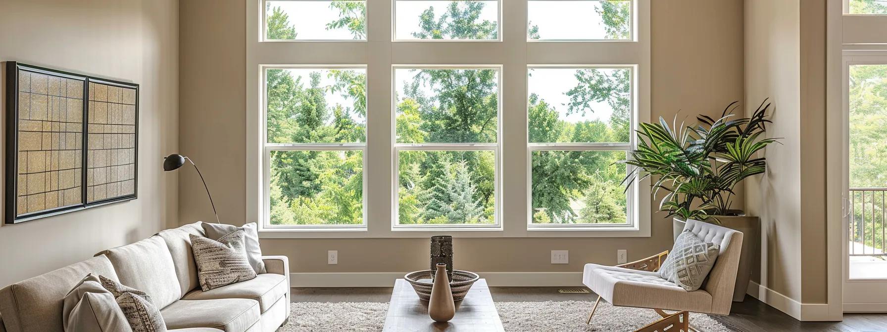 a modern, well-lit home interior showcases a sleek, newly installed replacement window, emphasizing energy efficiency and enhanced comfort, with a stylish decor reflecting a contemporary design aesthetic. a modern, well-lit home interior showcases a sleek, newly installed replacement window, emphasizing energy efficiency and enhanced comfort, with a stylish decor reflecting a contemporary design aesthetic.