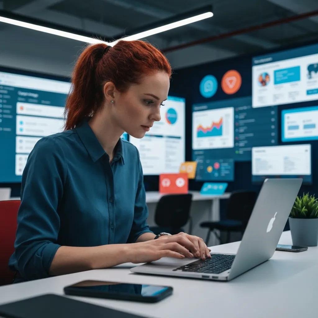 A digital marketing expert adjusting PPC campaign settings within a contemporary office environment
