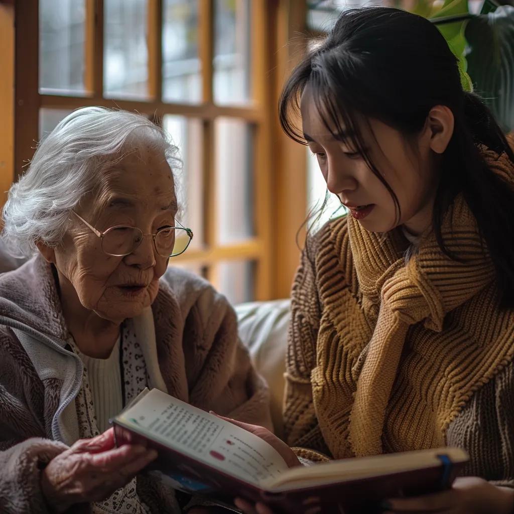 Caregiver assisting a senior in a home setting, emphasizing social support