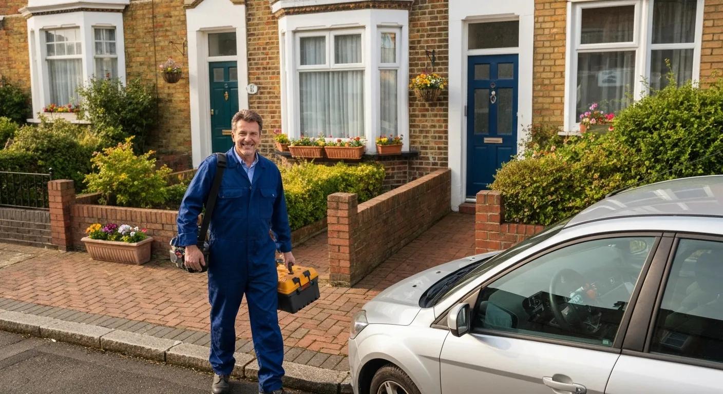 Emergency electrician arriving at a Birmingham home