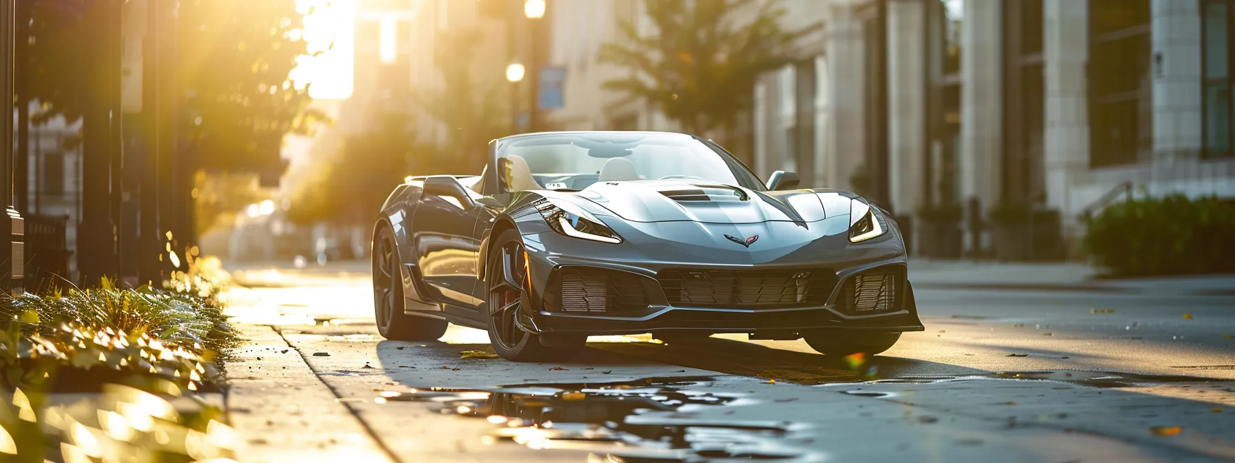 a sleek chevrolet corvette convertible parked under the bright indianapolis sun, showcasing luxury and style.