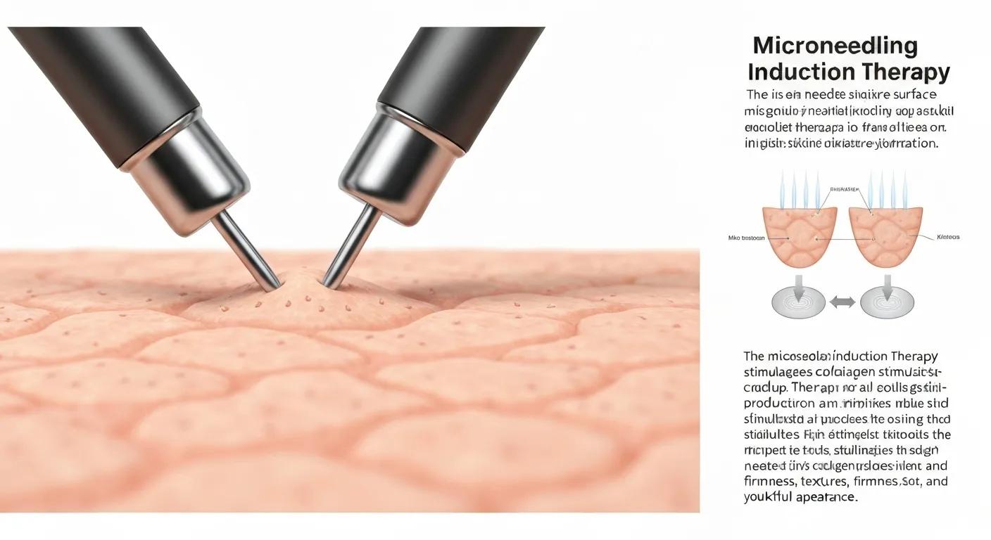 Microneedling procedure demonstrating collagen induction therapy for skin rejuvenation