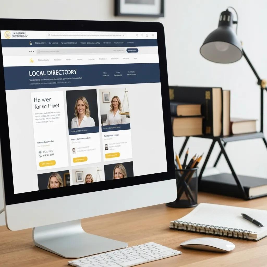 Computer screen showing a law firm's listing on a local directory, highlighting citation building strategies
