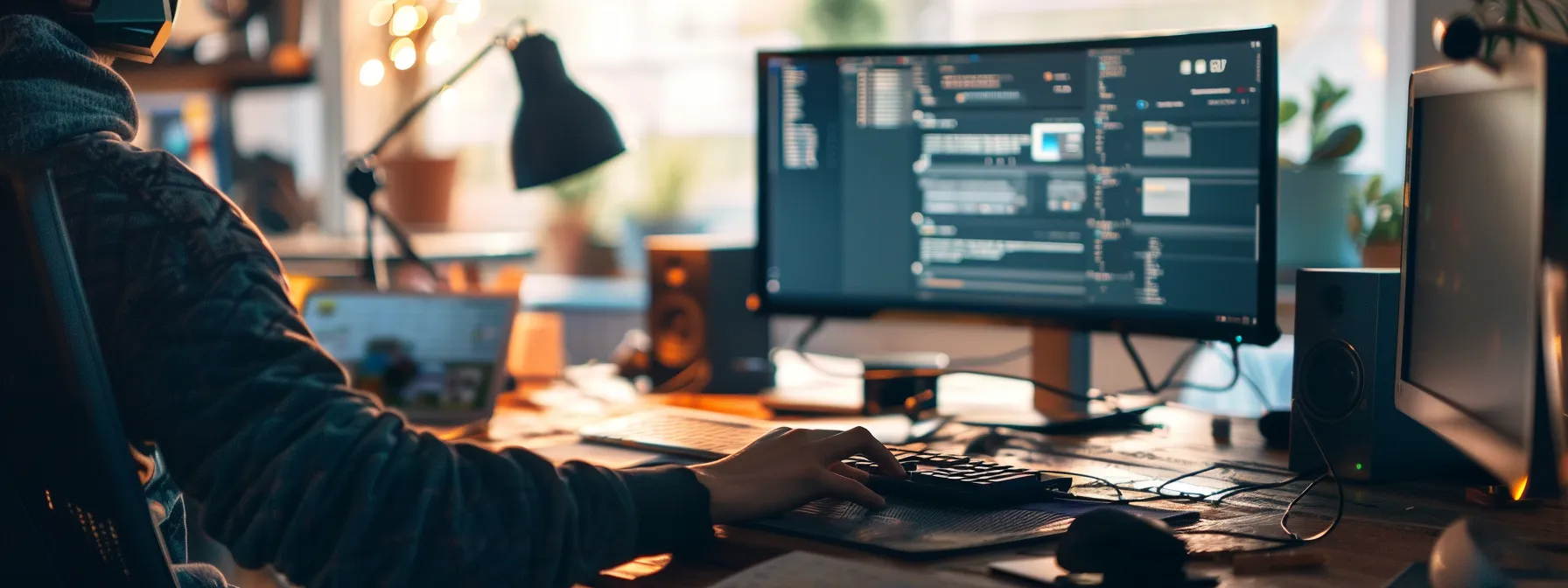 a person working on a computer with multiple security software programs running in the background.