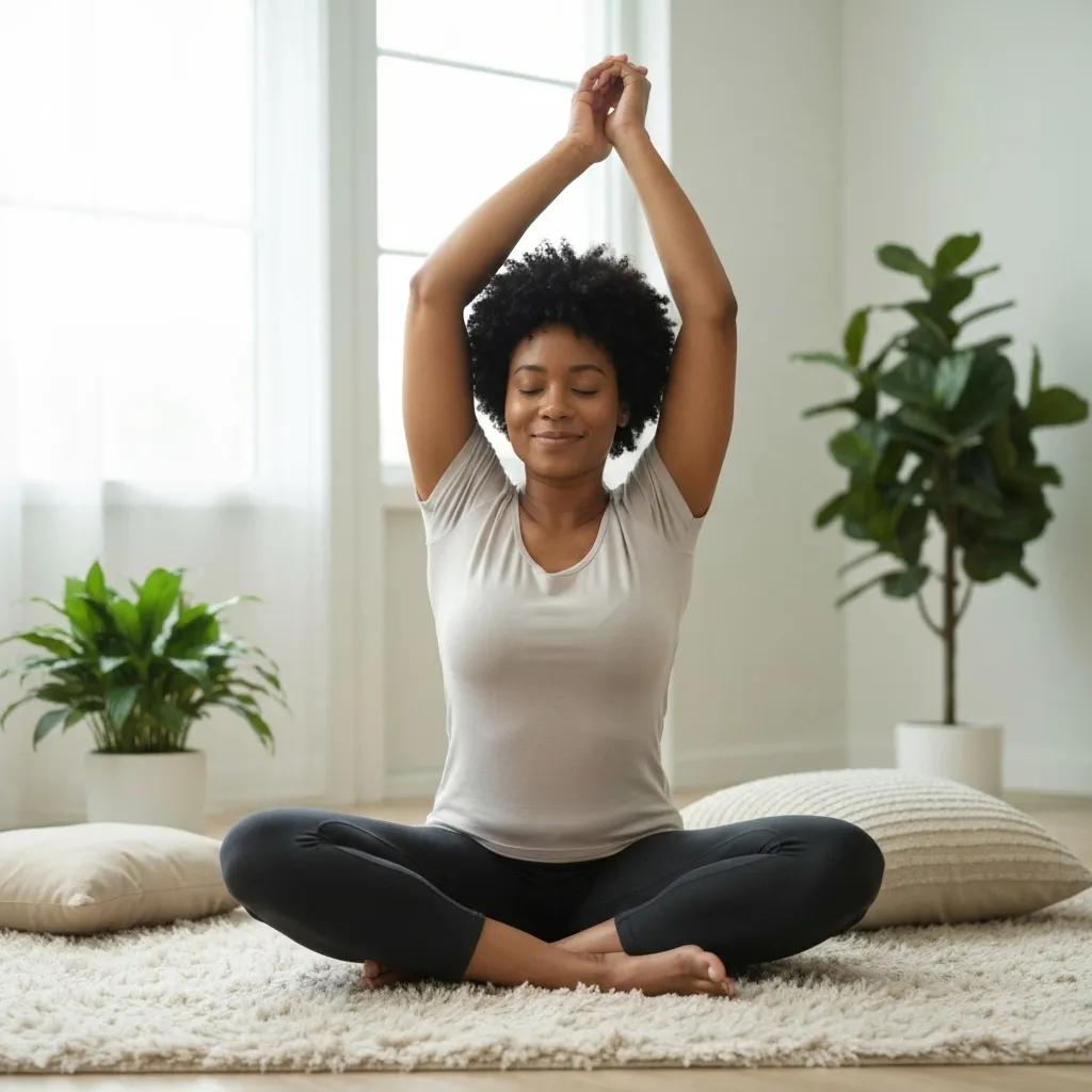 Person finding peace through self-care for rheumatoid arthritis in a calm home setting