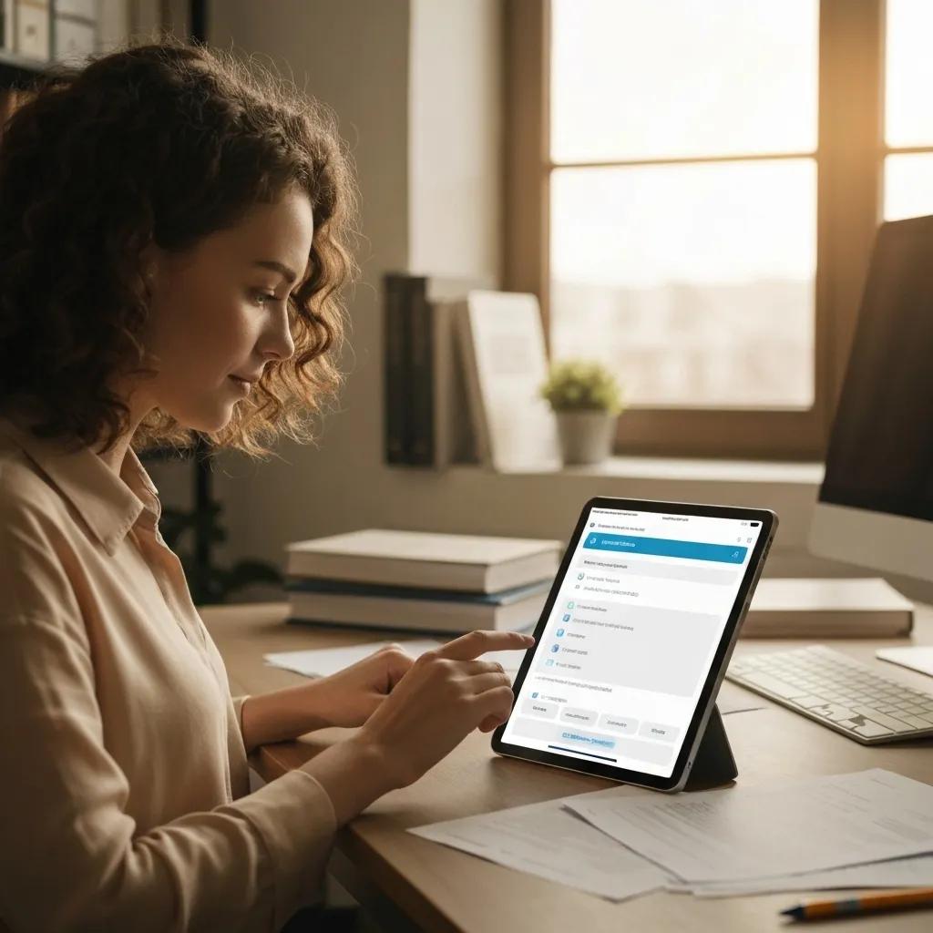 Individual using a tablet to manage citations, demonstrating the advantages of citation management for local