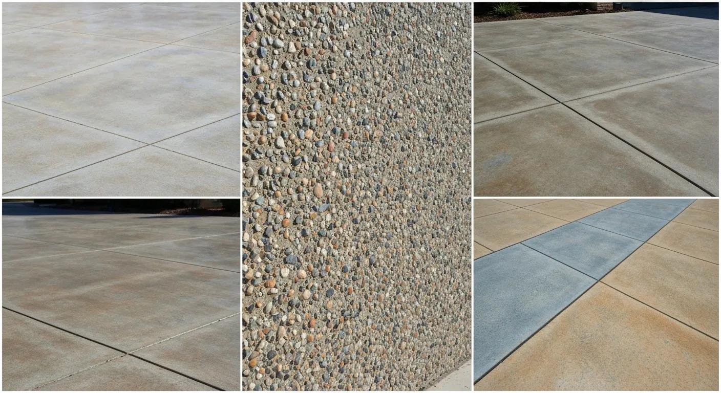 Showcasing a range of decorative concrete options like exposed aggregate and coloured concrete