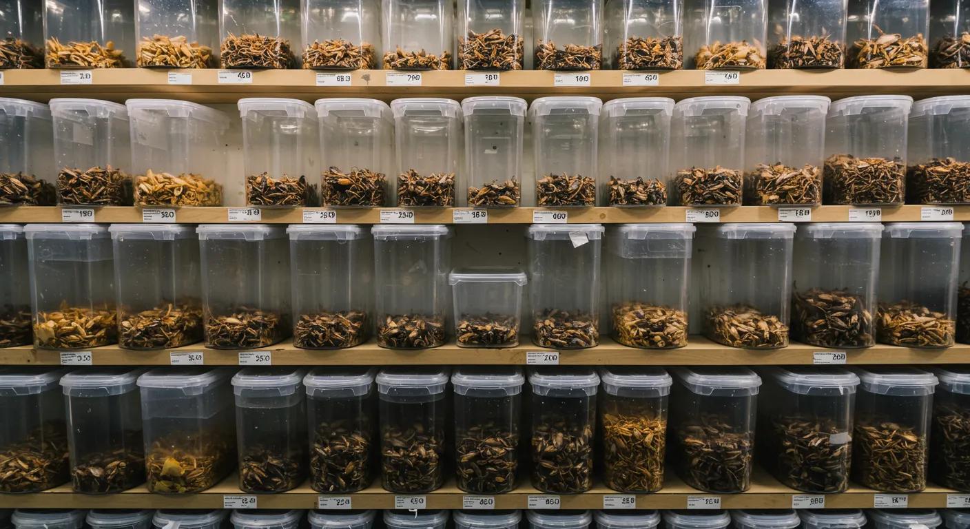 a well-organized urban pet supply store showcases an array of clear, healthy crickets in vibrant containers, emphasizing the convenience and quality of online purchasing for exotic pet care. a well-organized urban pet supply store showcases an array of clear, healthy crickets in vibrant containers, emphasizing the convenience and quality of online purchasing for exotic pet care.