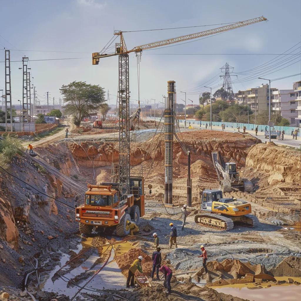 Construction site in Shamshabad showcasing infrastructure development and its impact on land value