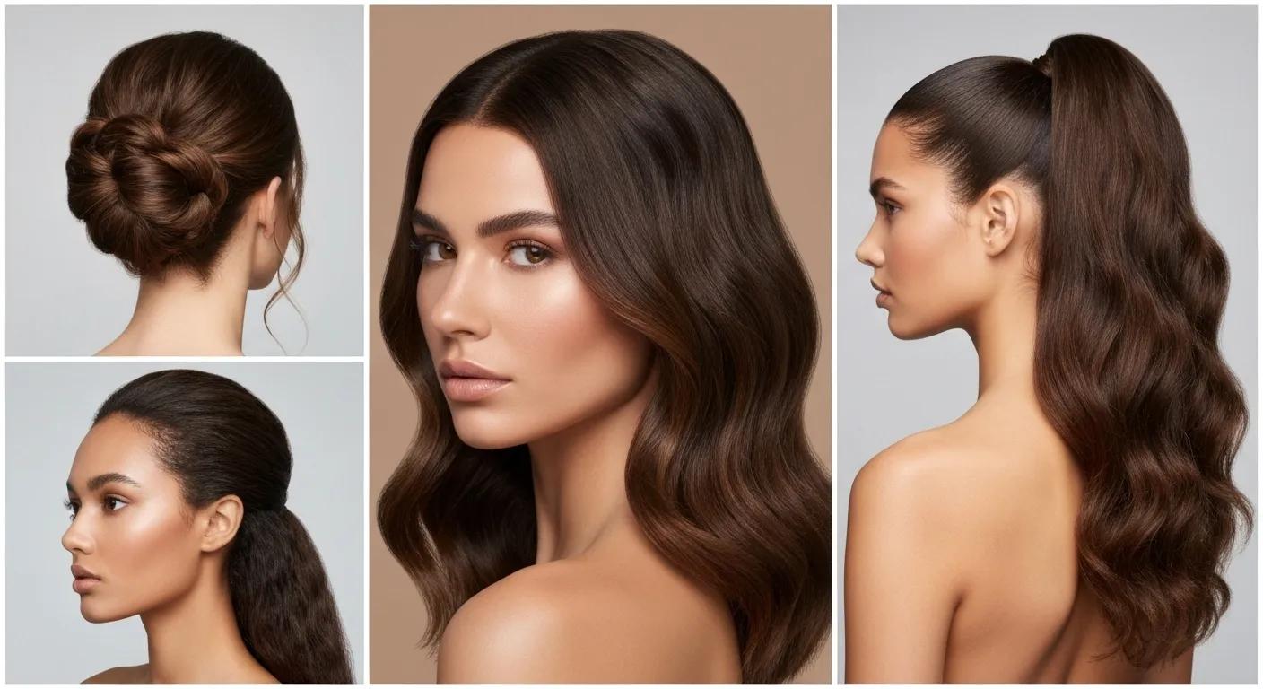 Display of top hair color trends for 2025: Honey Blonde, Ash Brown, Icy Platinum